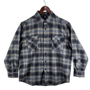 Yago Flannel Shirt Mens Size XL Blue Black Plaid Long Sleeve Button Down Classic